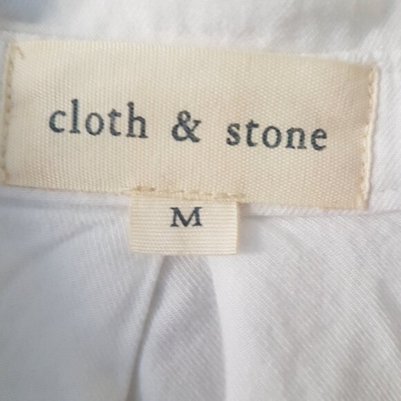 Cloth & Stone Boho Frayed Button Front Blouse Top White Sz M - Picture 12 of 14